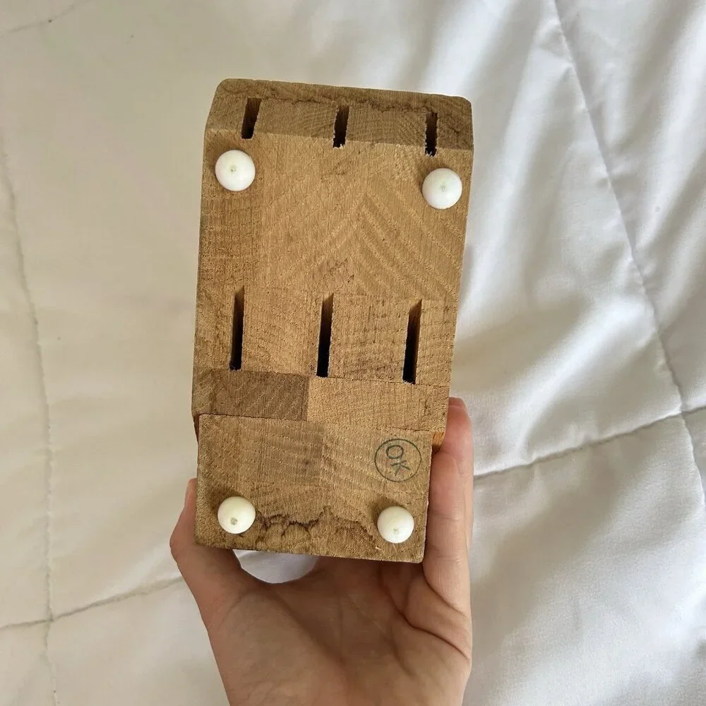 Cutco 6 Slot‎ Table Knife Oak Wood Block Made In USA